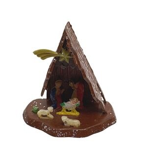 Nativity Scene Christmas Creche 2" Tiny Manger Stable Hong Kong *Missing head